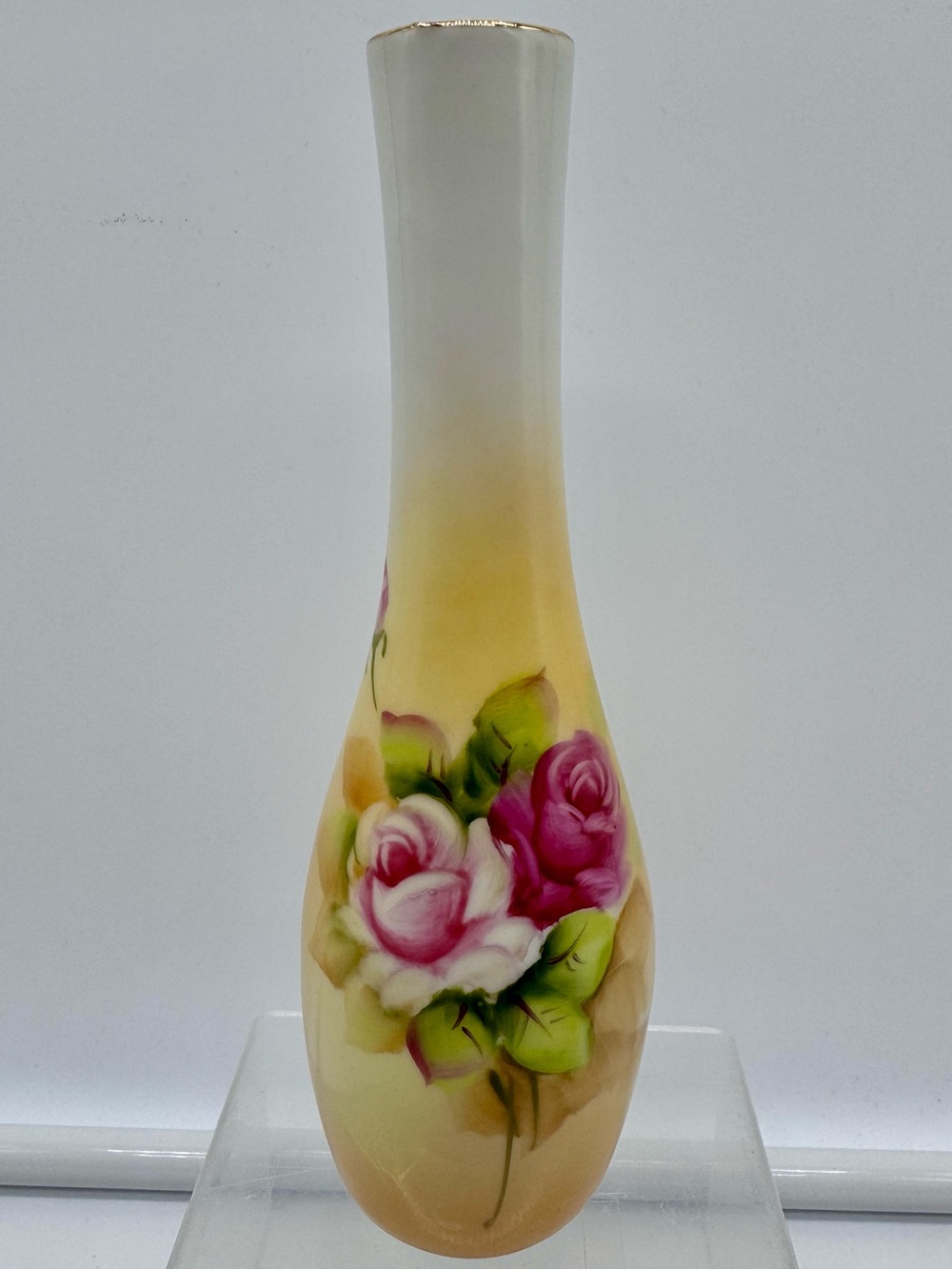 Vintage Lefton China 5203 Hand Painted Rose Bud Vase Japan